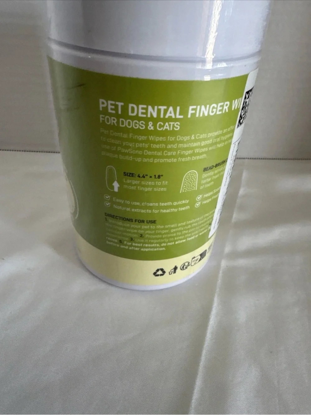 Pet Dental Finger Wipes - Unscented Green